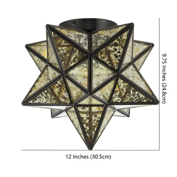 Stella 12" Moravian Star Metal/Clear Glass LED Flush Mount - JONATHAN Y